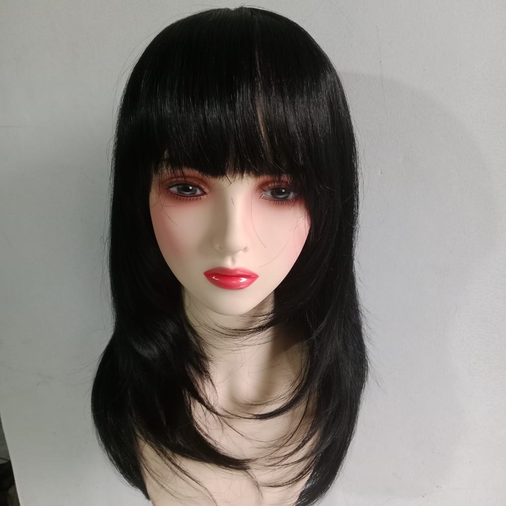 WIG KOREAN LAYER BLOW WIG BOB PONI/ WIG PENDEK WANITA/RAMBUT PALSU