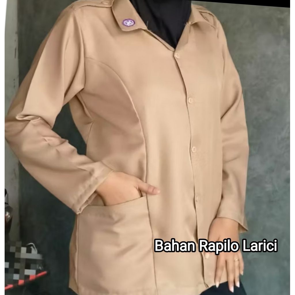 Baju Pramuka Guru Wanita Pembina Putri Dewasa Bahan Larici Rapilo Nyaman Dipakai