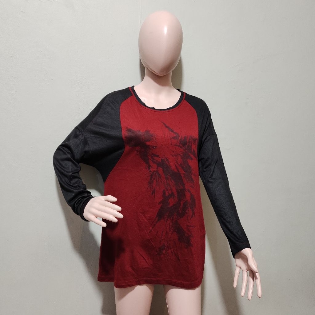 TANKUS raglan tshirt gym tshirt oversize tshirt colorblock tshirt black & red tshirt yoga tshirt ola