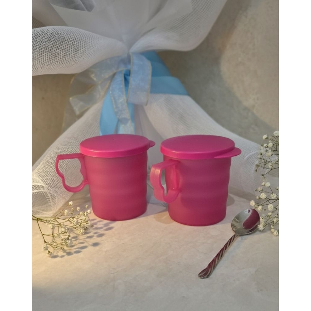 ORIGINAL TUPPERWARE CRESCENDO MUG 350ML GELAS PLASTIK TUTUP - JUMBO MUG 600ML