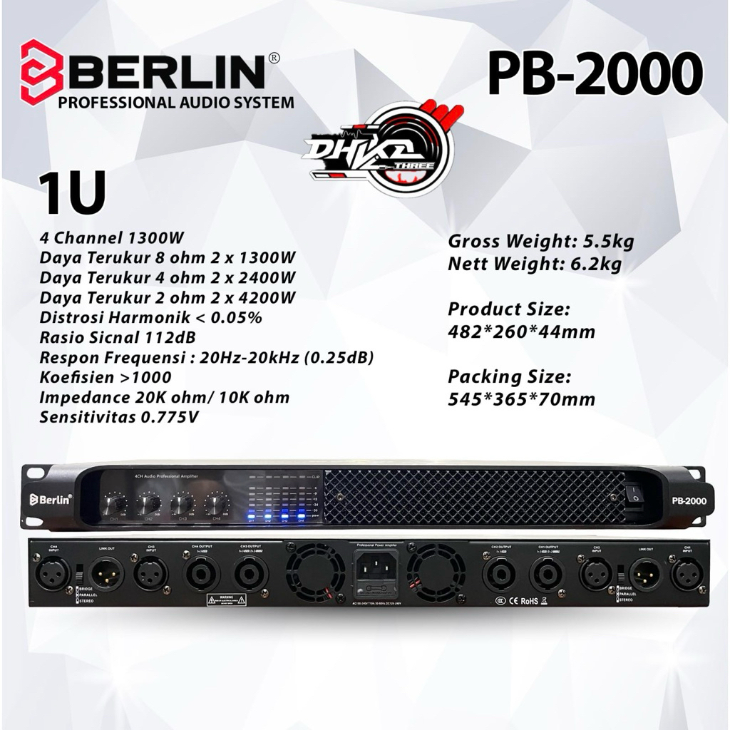 POWER AMPLIFIER BERLIN PB 2000 4 CHANNEL CLASS D ORIGINAL / Power Berlin PB 2000 4 channel Original 