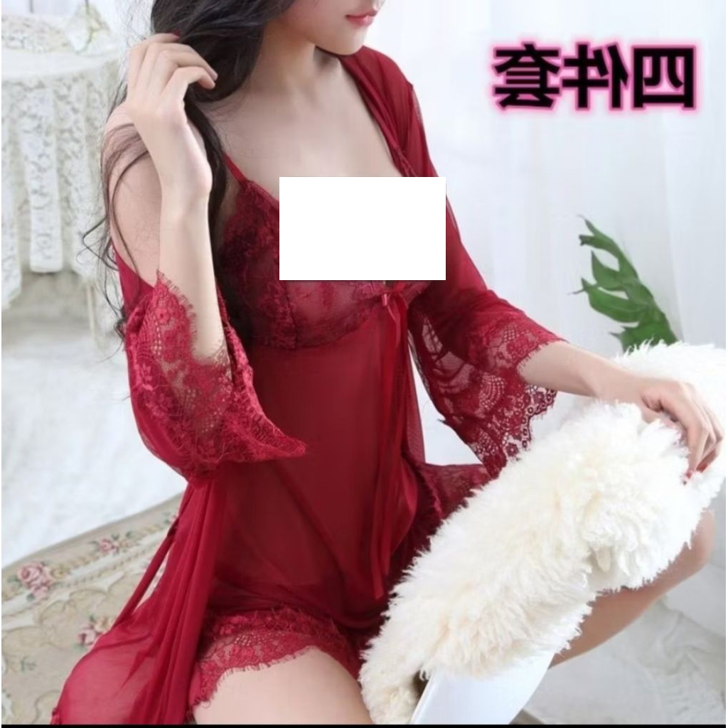 [SDW] pekanbaru/Lingerie Set 3in1 Outer Gown + Inner Dress + Cd G String Pakaian Wanita Baju 941