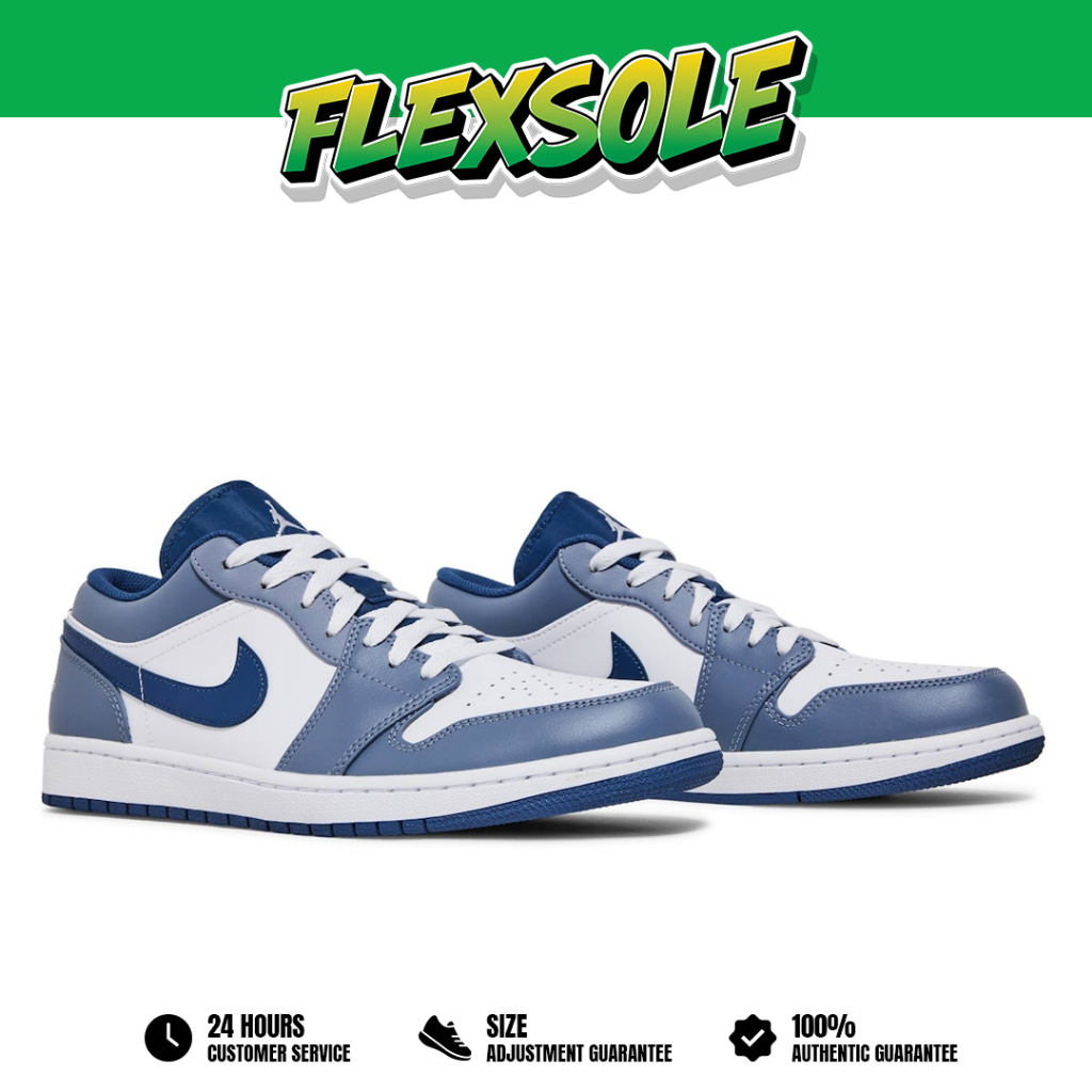 Sepatu Nike Air Jordan 1 Low Ashen Slate Steel Blue Navy Authentic