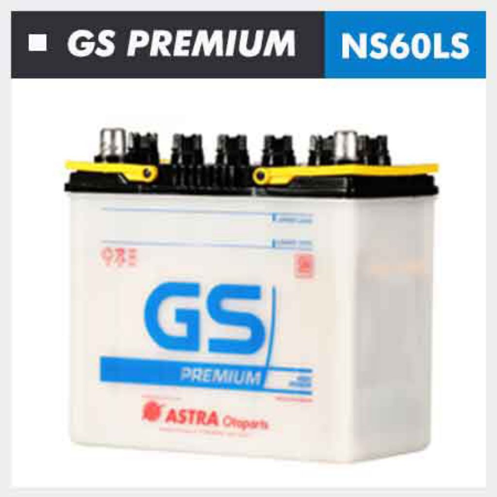AKI MOBIL GS ASTRA PREMIUM (BASAH) NS60L(S) 12V (Volt) / 45Ah (Ampere-Hour)