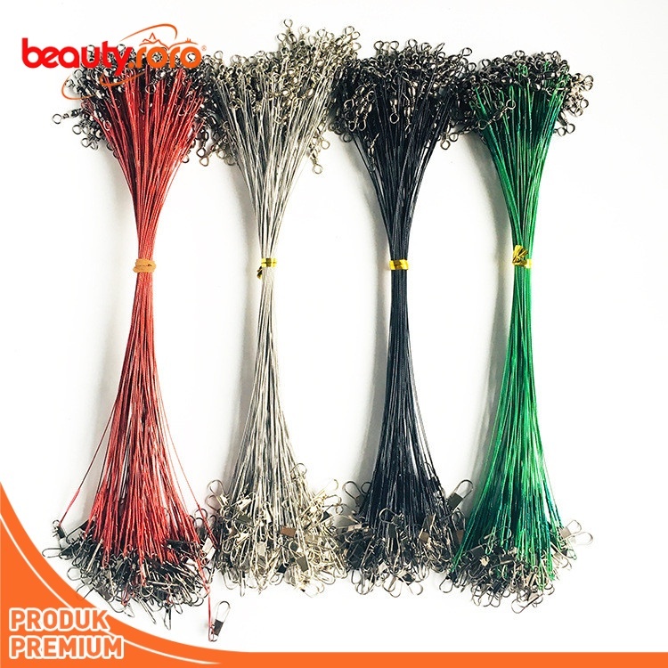 Kawat Pemimpin Pancing 10pcs Dilapisi Anti Menggigit dengan Putar Snap - Alat Pancing