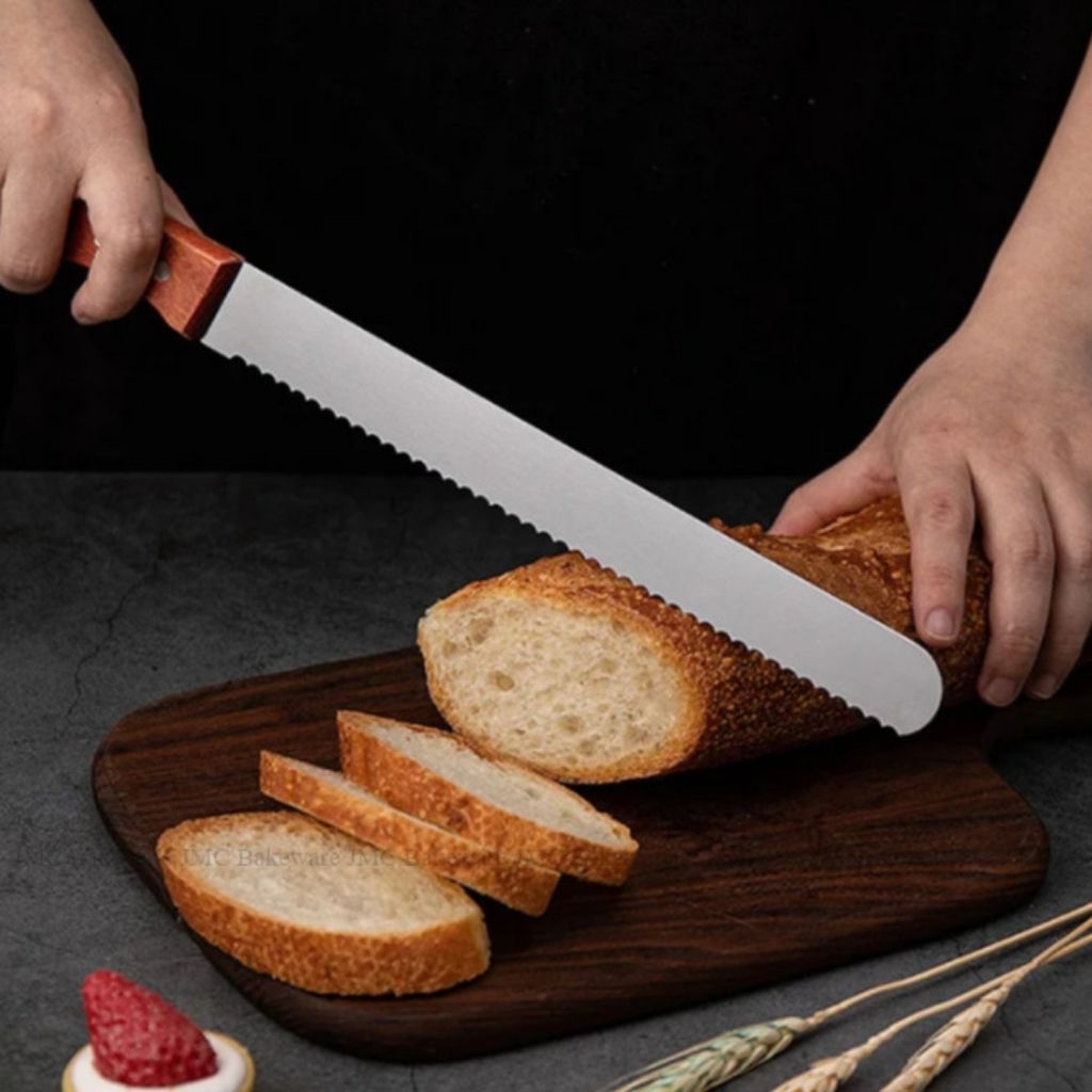 PRELOVED | Pisau Roti Kue tart gerigi FLAT PANJANG Potong Kue Knife Bread Tajam Roti BAGUS Stainless