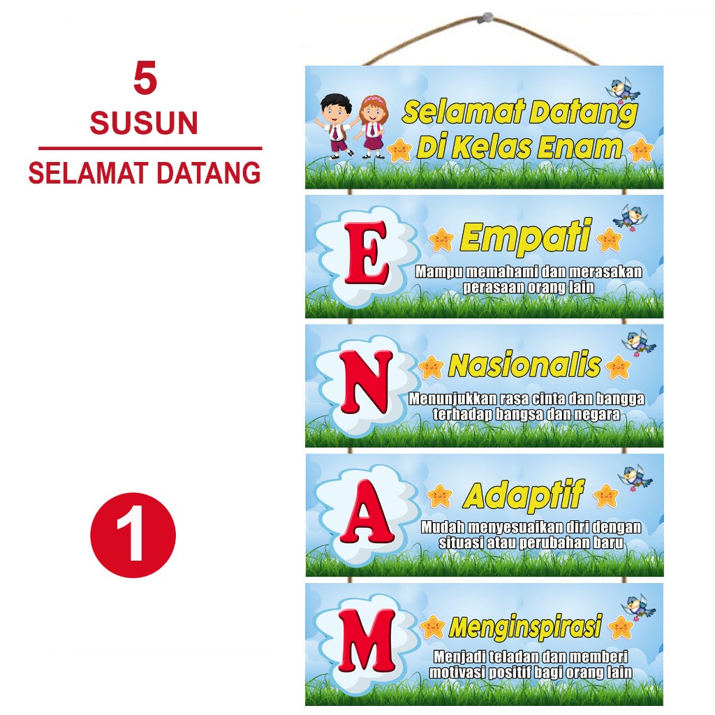 Dekorasi Pintu Kelas Selamat Datang Di Kelas Enam - Hiasan Gantung Pintu Kelas -  Hiasan Dinding Kel