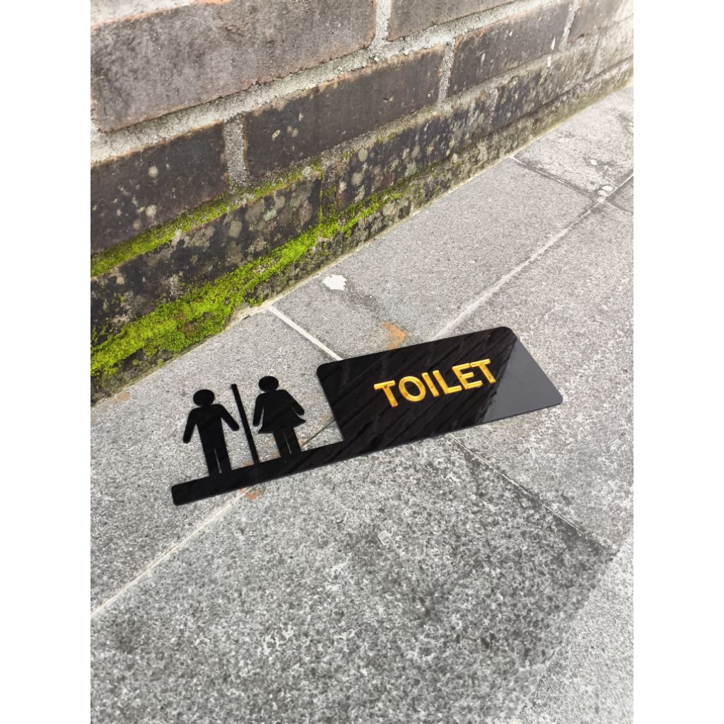 sign akrilik / akrilik / Tulisan akrilik gold / TOILET