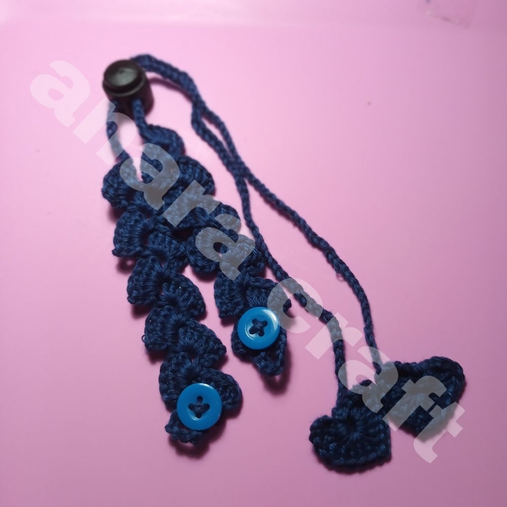 Strap Masker 2in1 konektor hijab rajut crochet tali masker rajut navy biru