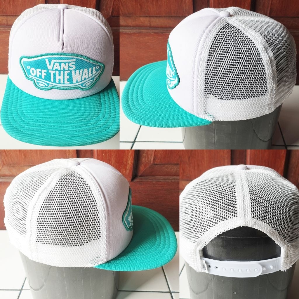 Topi snapback jaring vintage trucker skateboard VANS off the wall second preloved