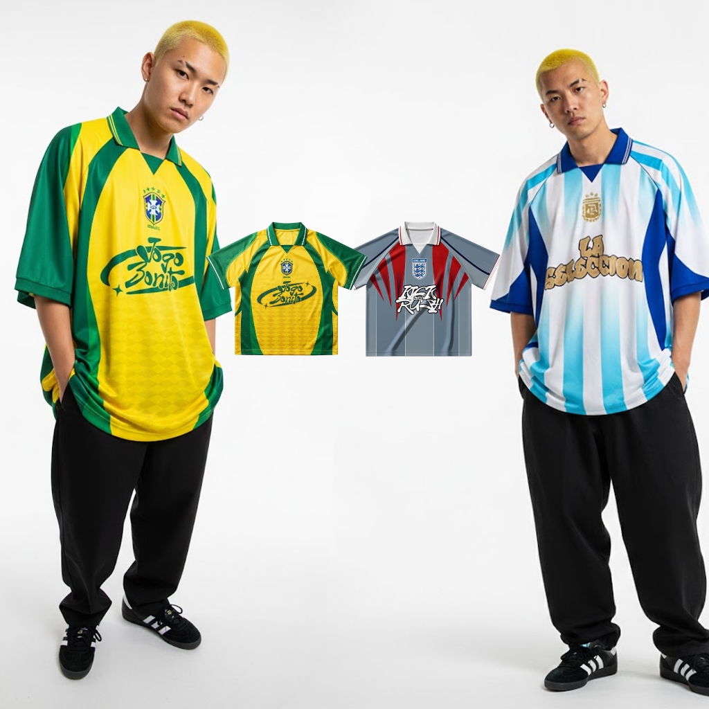 LASPALMAS - Jersey Oversize Fantasy Piala Dunia Laki Laki Perempuan Kerah