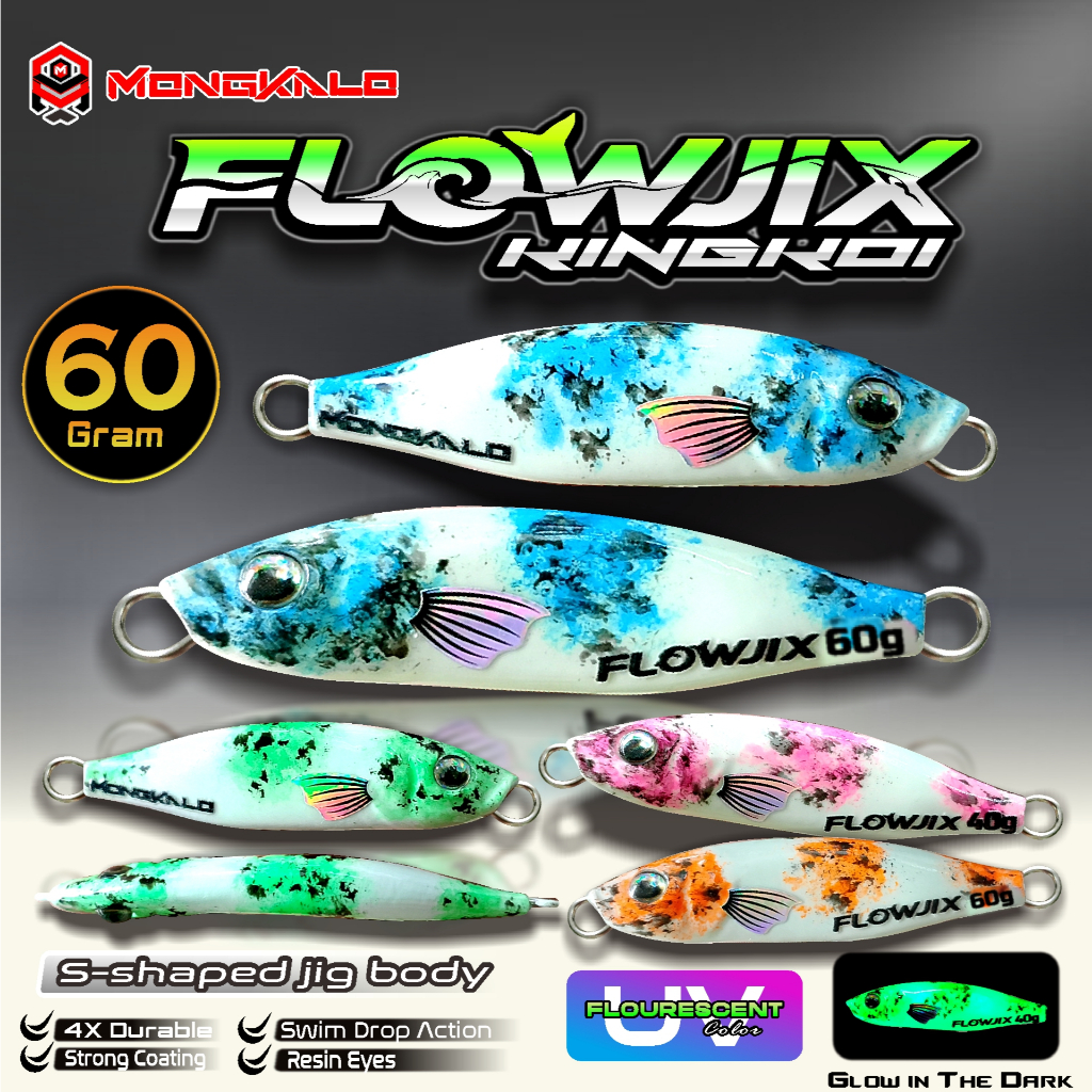 Umpan MONGKALO FLOWJIX KING KOI Full GID 60 Gram Lure Pancing Laut King Koi 60gr Metla Jig 60grm Men