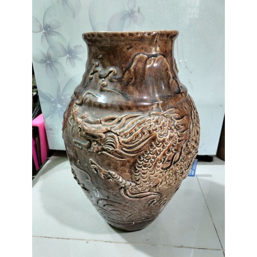 Guci kuno china Naga keramik tinggi40cm temuan