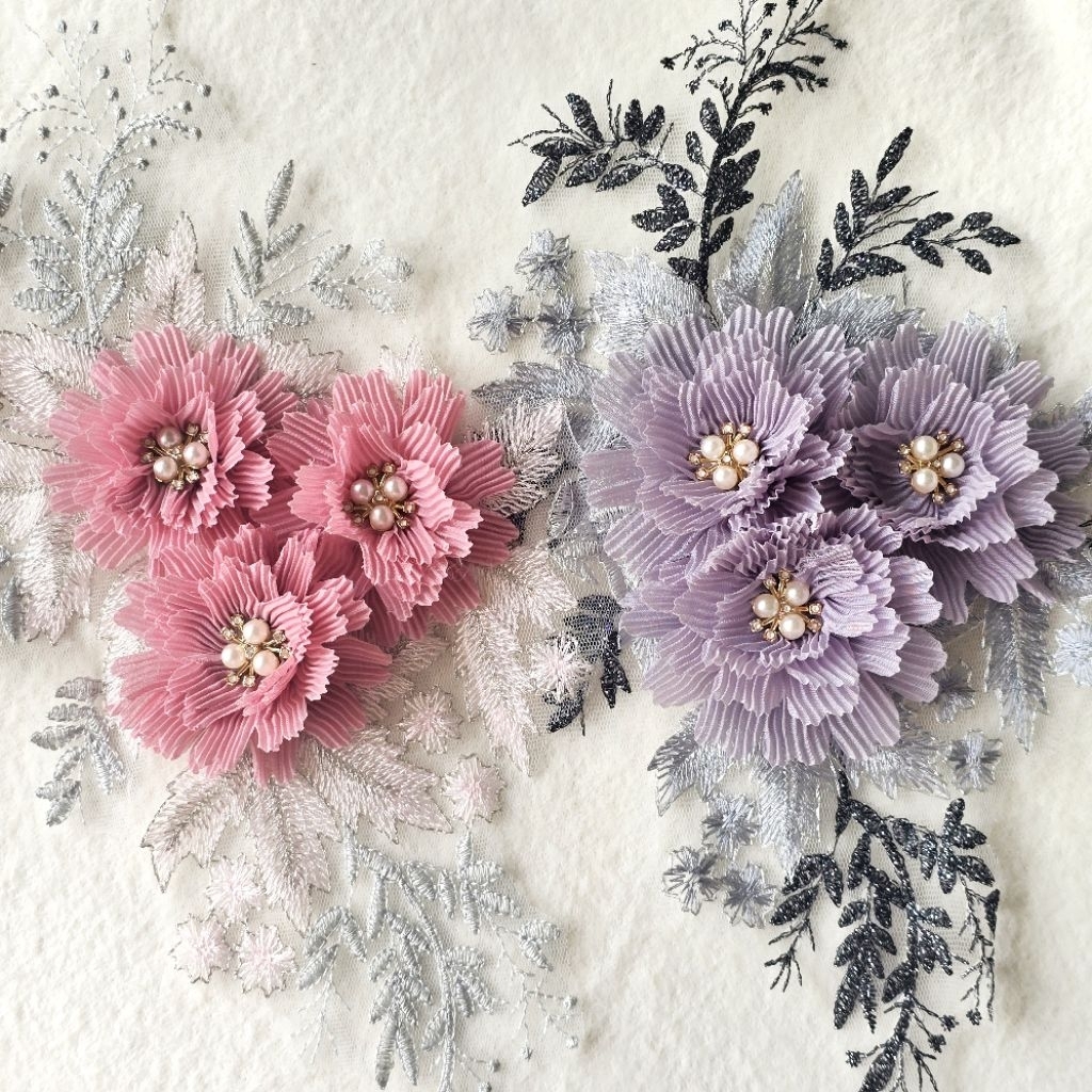 lace bordir bunga handmade 3d design