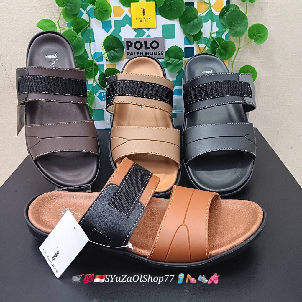[Bisa COD/100% Original/Art AUTO 06] Sandal Pria POLO RALPH HOUSE/Sandal Casual Pria/Sandal Slide/Sa