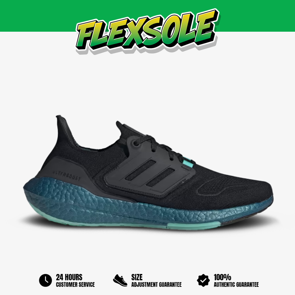 Adidas Ultraboost 22 2022 Core Black Mint Rush Black Green Authentic