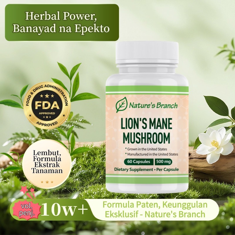 Organic Lion's Mane 500mg - Kesihatan Otak Tinggi, Kesihatan Jiwa yang Seimbang & Kesihatan Kulit Te