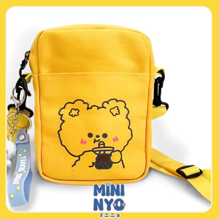 MININYO Sling Bag Cute Bear Tas Selempang Mini Wanita Fashion Anak Lucu Kanvas Motif Beruang Lucu