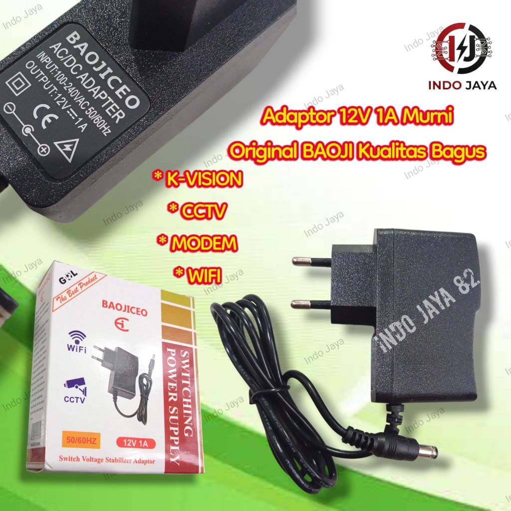 Adaptor 12V 1A Kualitas Bagus Original BAOJI adaptor K-Vision Adaptor Modem Adaptor CCTV 12V 1A Murn