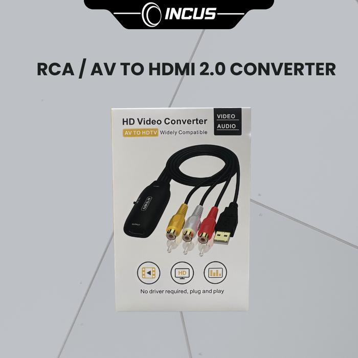 RCA / AV TO HDMI FEMALE 2.0 CONVERTER + KABEL HDMI 40 cm