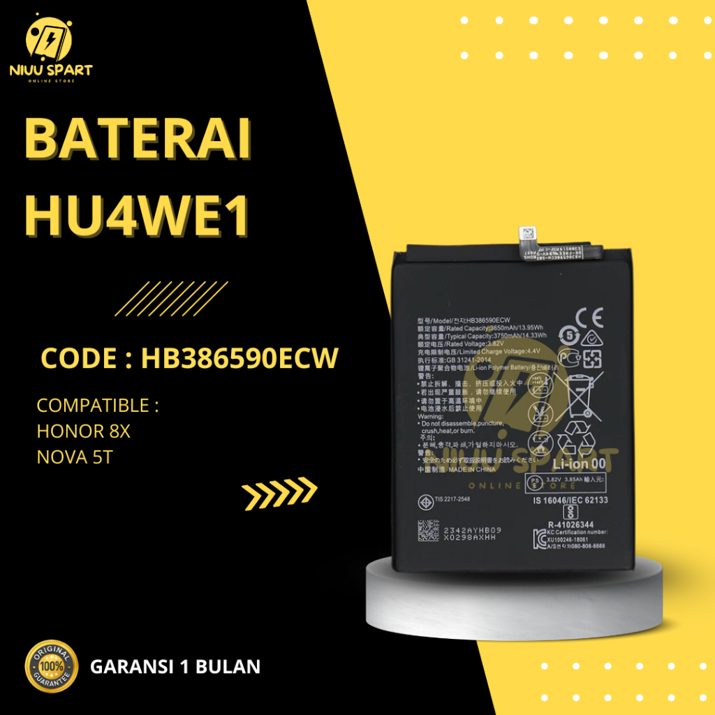 BATERAI BATTERY HUAWEI HONOR 8X / NOVA 5T HB386590ECW DOUBLE [IC POWER] ORIGINAL