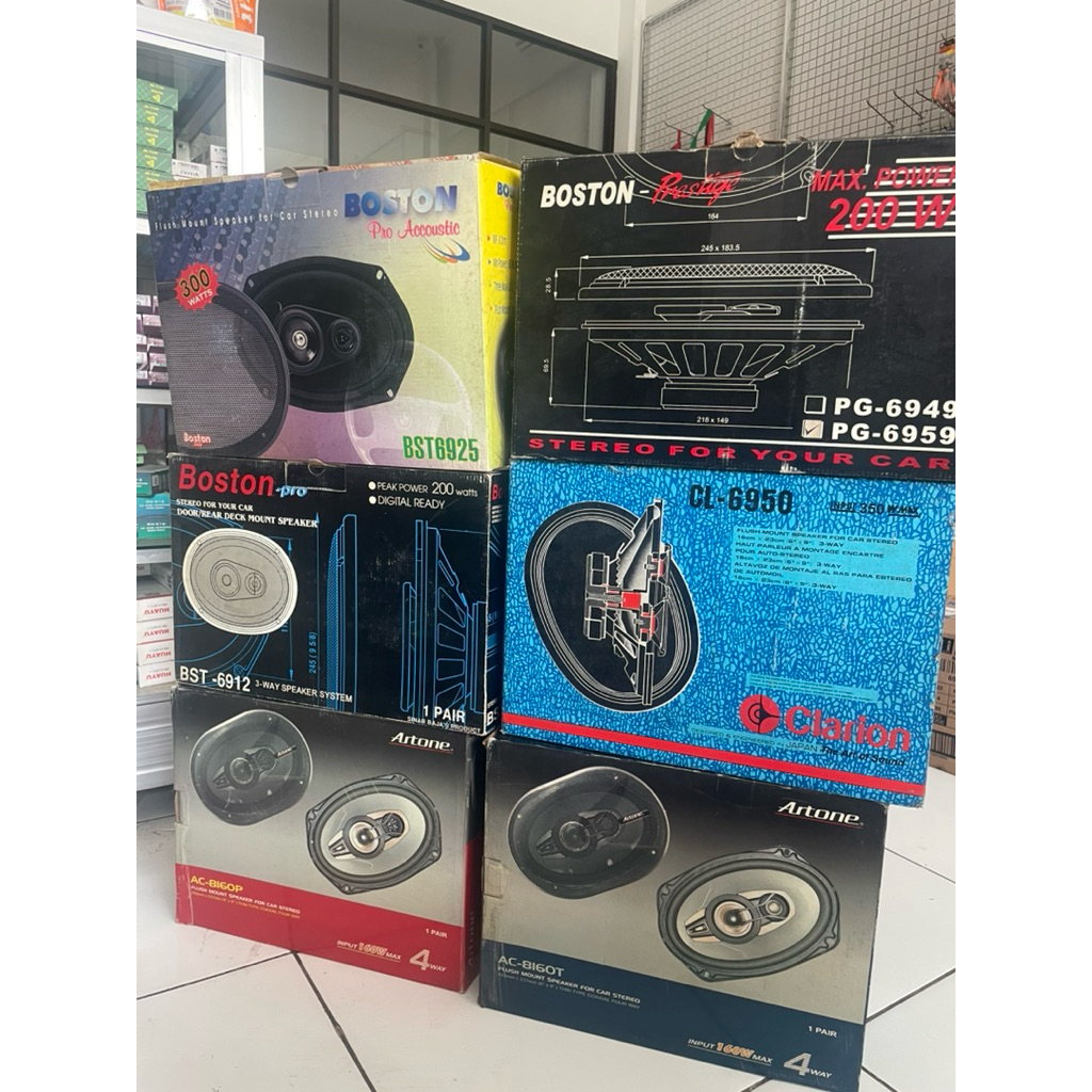 OBRAL CUCI GUDANG SALE SEPASANG SPEAKER MOBIL 6inch 9inch MERK CLARION BOSTON ARTONE