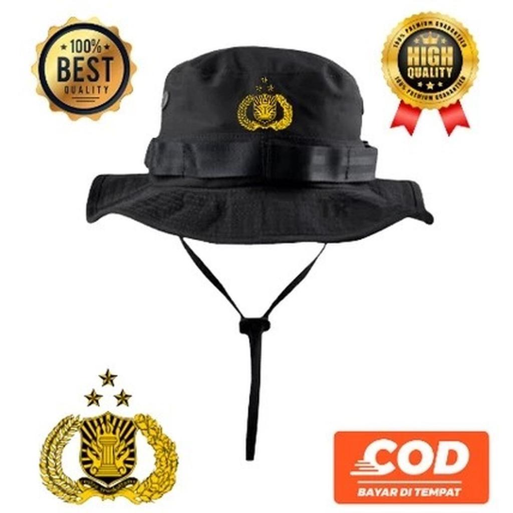 Topi Rimba Gunung Hat Cap Distro Logo Tribrata Polri Custom Nama masyarakat sablon bordir souvenir o