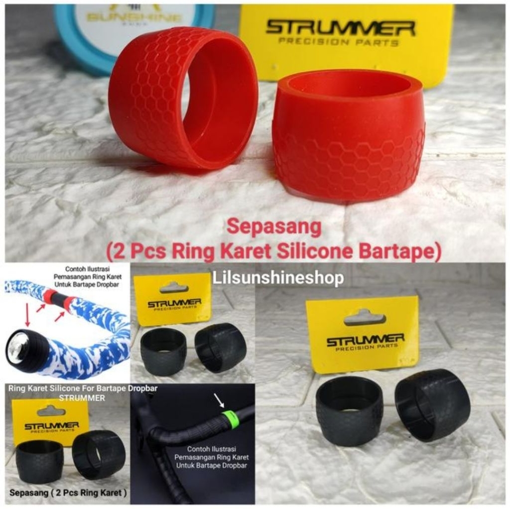 Ring Karet Silicone Bartape STRUMMER Bar Tape Stang Dropbar Sepeda Balap Roadbike Gravel Jumlah 2 Bi