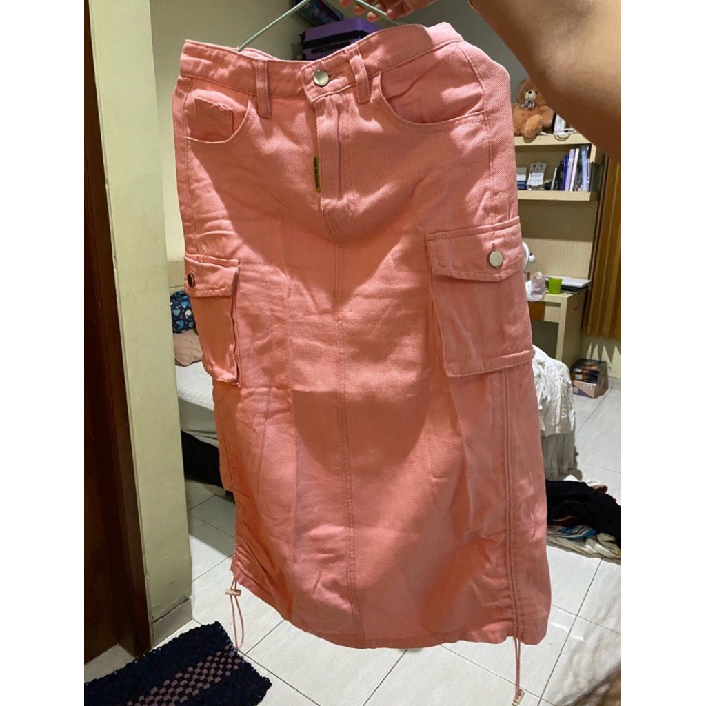 Midi Skirt Rok Jeans AMR Pink Preloved