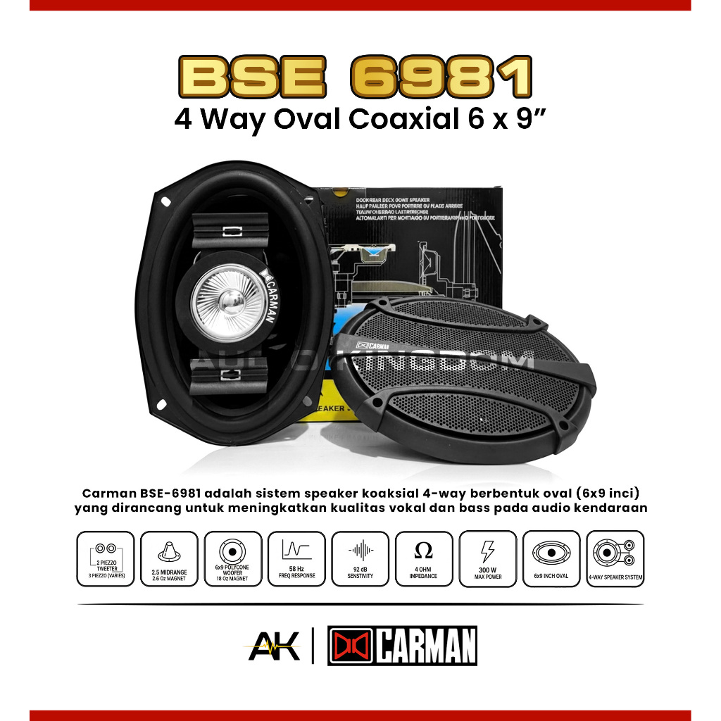 Speaker Oval Mobil 4 Way 300 Watt BSE-6981 6X9 Inchi