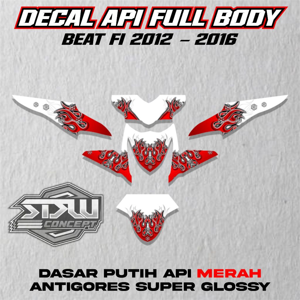 DECAL FULL BODY BEAT FI 2012 - 2016 DECAL MOTOR MOTIF API ( HONDA BEAT FI 2012 - 2016 )