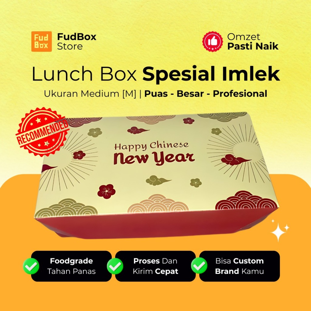 Lunch Box Paper Medium Box Makanan Kertas Motif Imlek