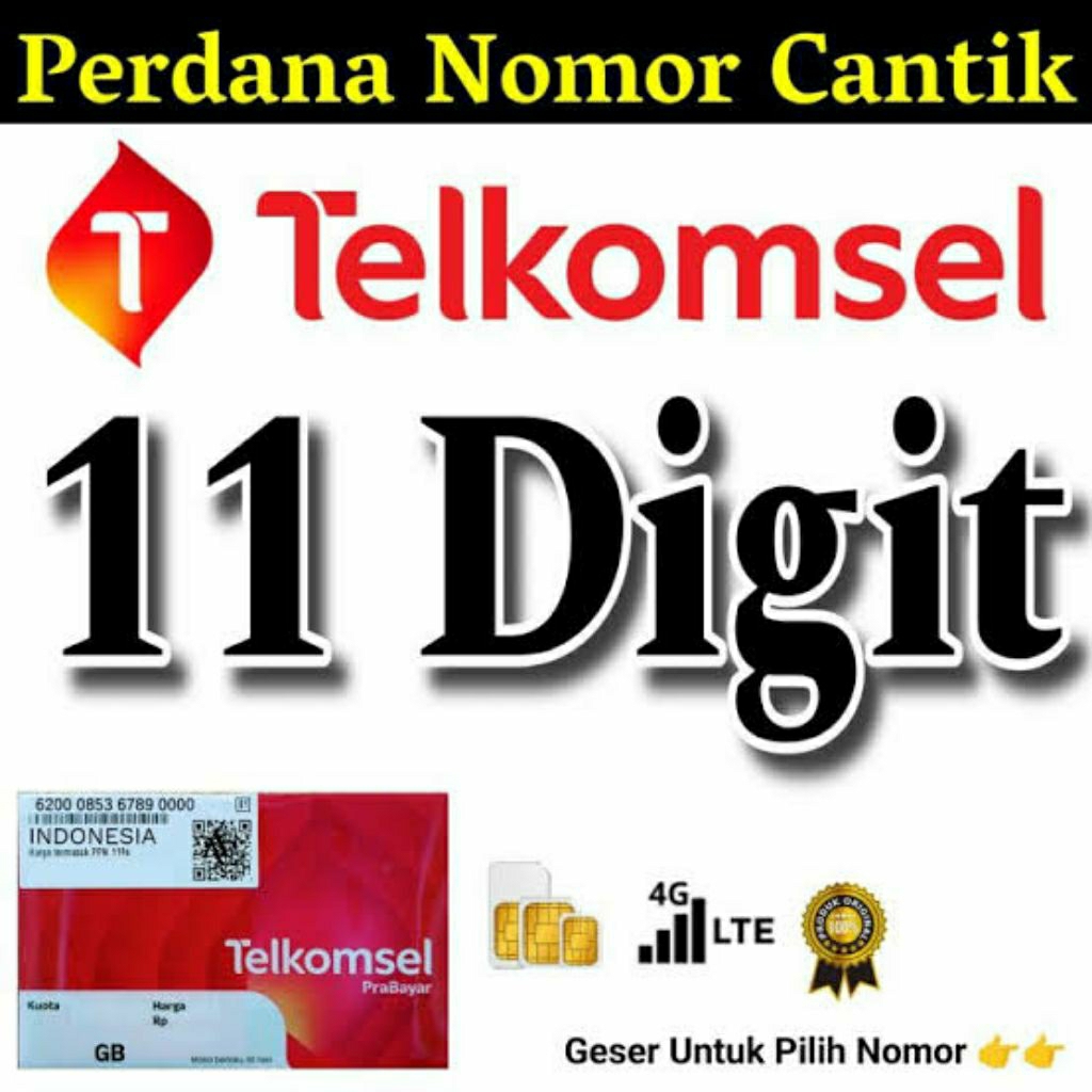 Nomor cantik simpati kartu perdana 11 Digit dari Telkomsel jaringan 4g support 5g