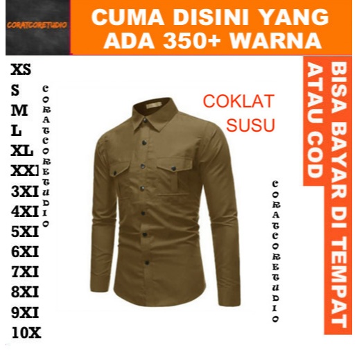 READY STOCK REALPIC GRAYWOLF CORATCORETUDIO Hem Cowok Kemeja Pria Jumbo Big Size Lengan Panjang Polo