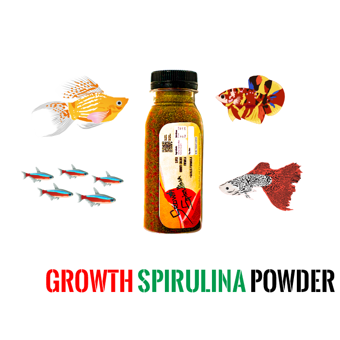 Ikanesia -Makanan Pakan Serbuk [Growth Spirulina Warna Pertumbuhan] Cupang Guppy Molly ikan Aquascap