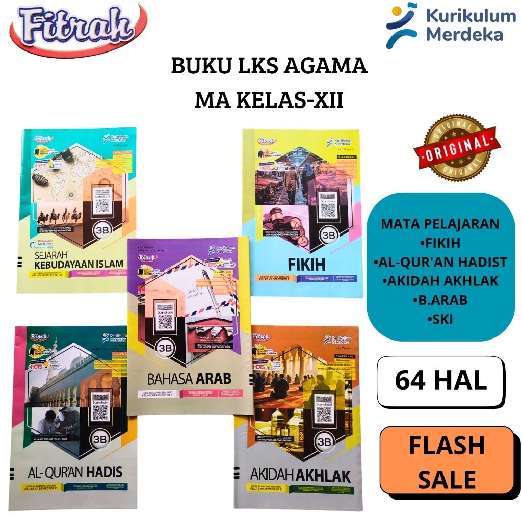 LKS FITRAH AGAMA PERBIDANG MA KELAS 12 MAPEL FIKIH,AL-QUR'AN HADIST,AKIDAH AKHLAK,B.ARAB,SEJARAH KEB