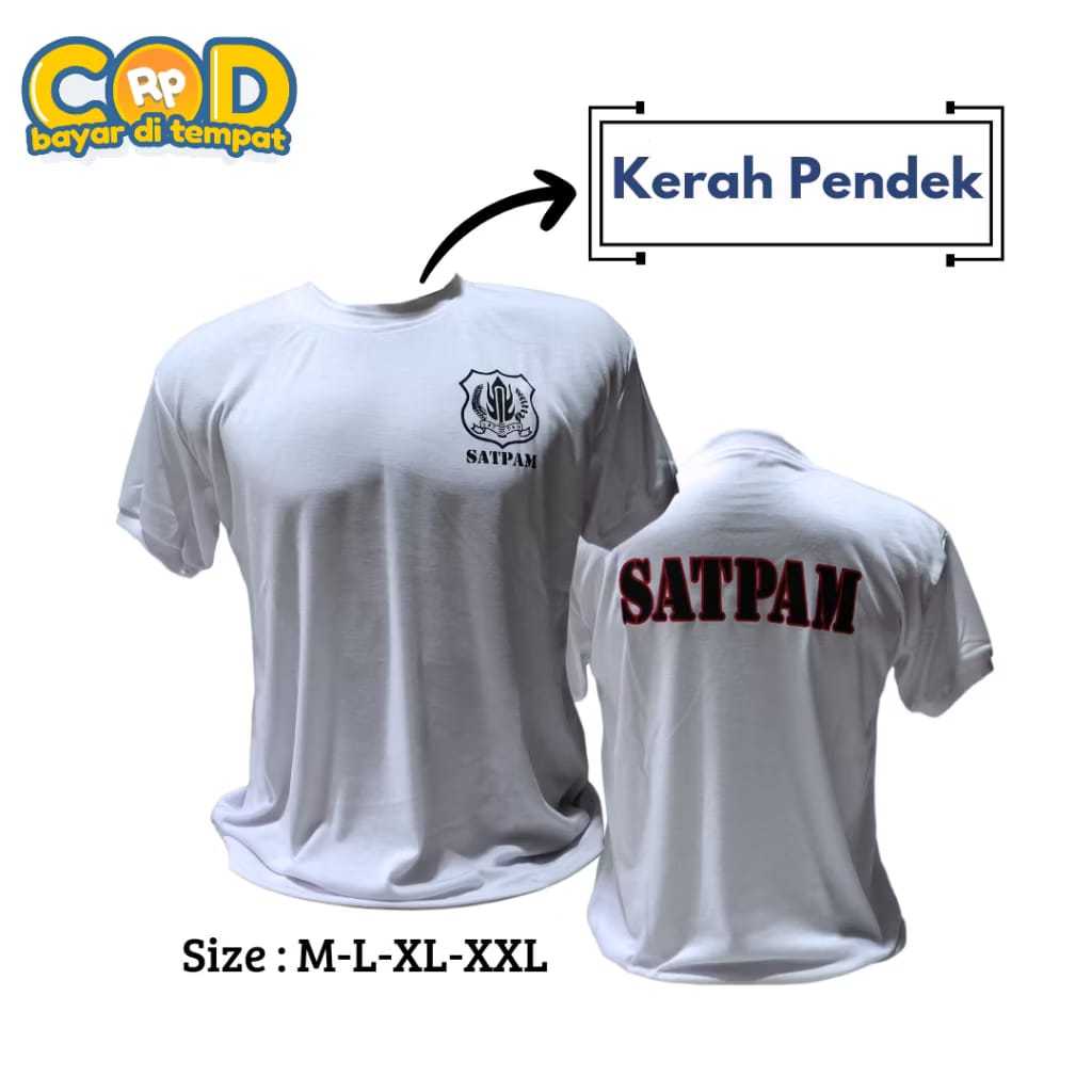 Kaos Polos Daleman Pria Dinas Satpam Security Polisi Polri TNI Kerah Pendek