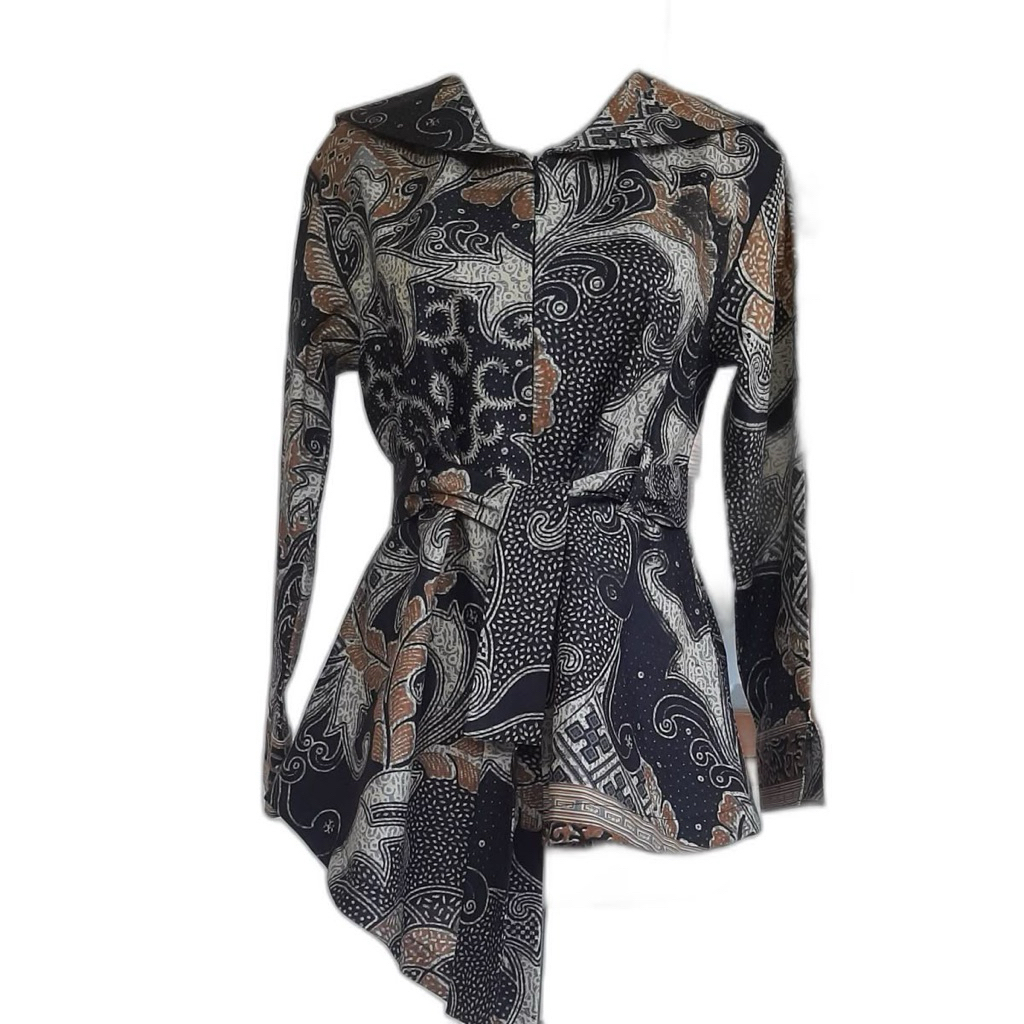 baju kemeja wanita,baju batik hitam lengan panjang