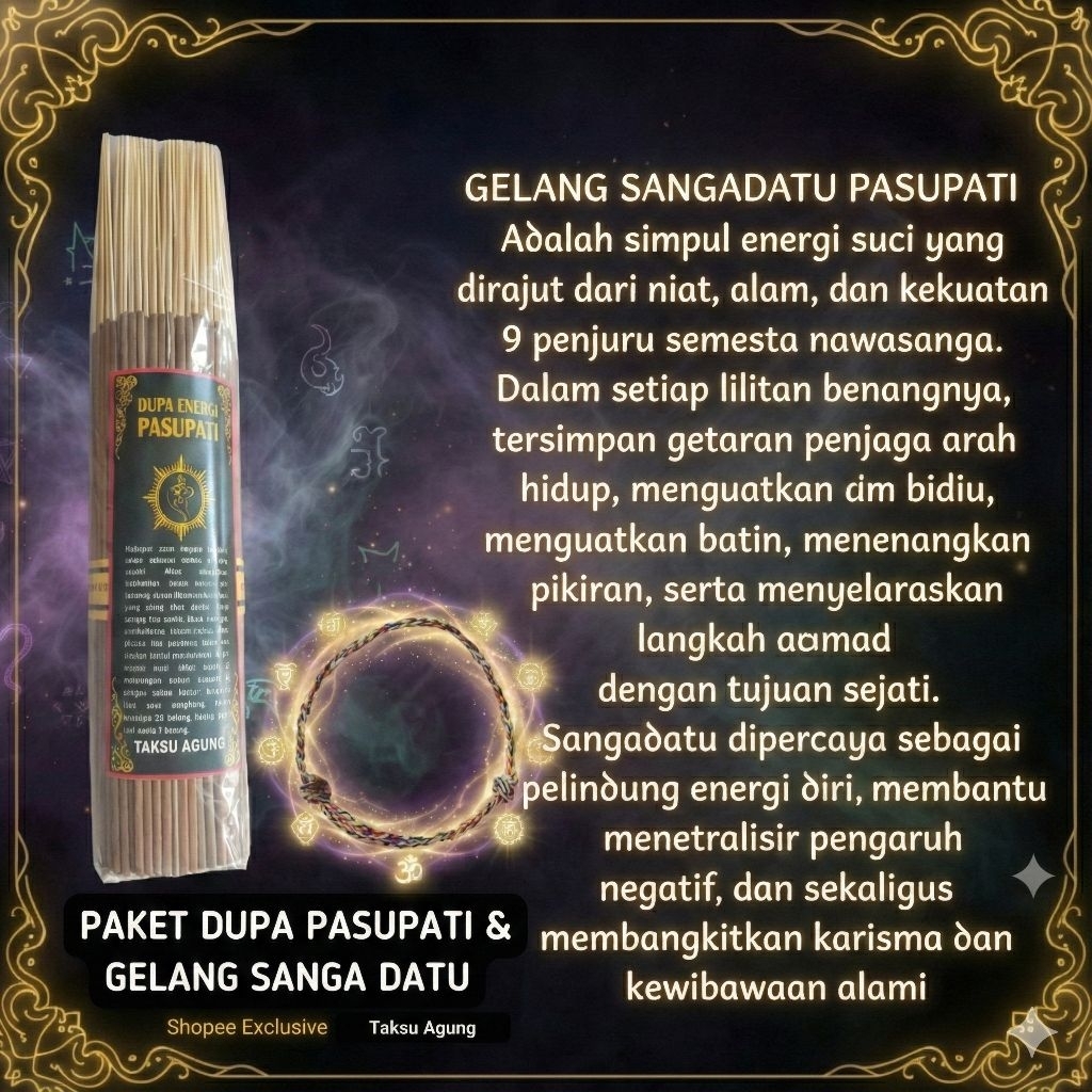 Paket dupa pasupati dan gelang benang sangadatu nawa sanga