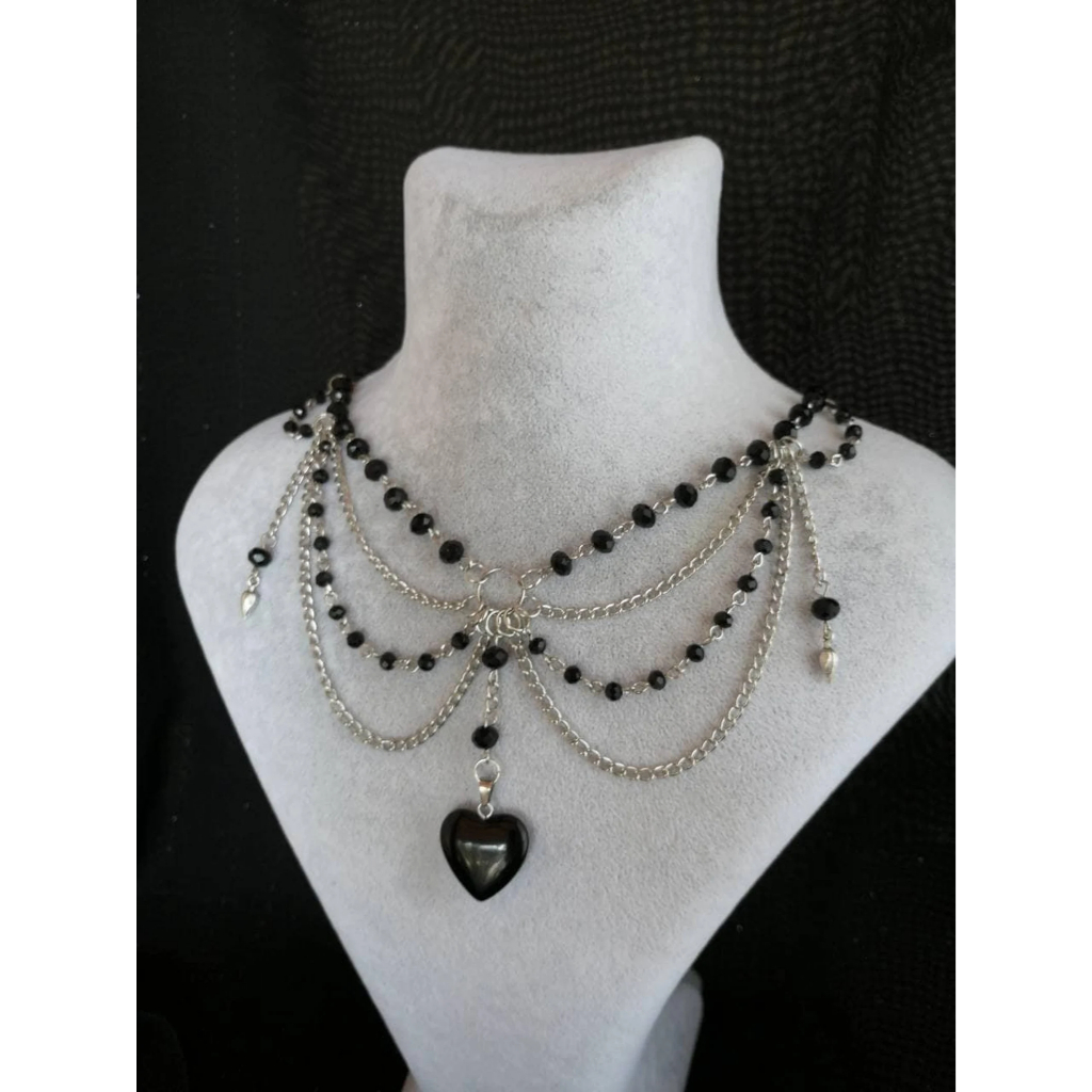 Black Obsidian Necklace, Fairy Grunge