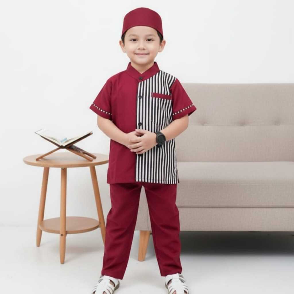 Setelan Koko Anak Laki Laki 2 3 4 5 6 7 Tahun Baju Muslim Anak Modern Koko Kurta Anak