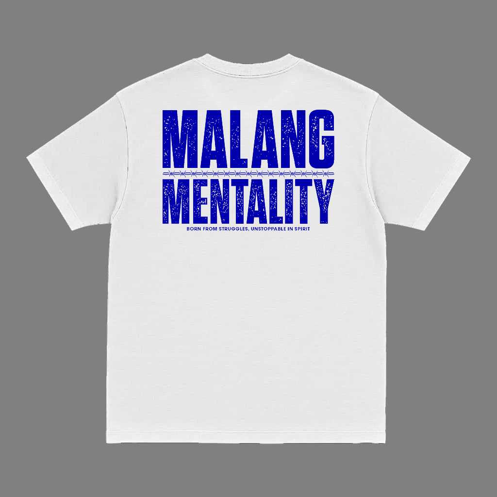 Kaos Malang Mentality Bahan Combed 24s Sablon Plastisol Putih
