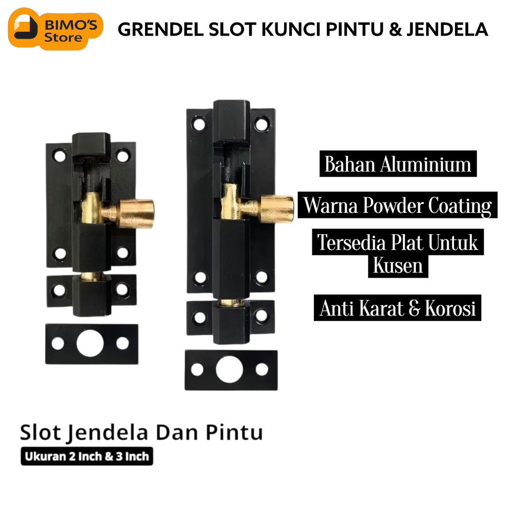Grendel Pintu Dan Jendela Alumunium Warna Hitam 1pcs Slot Kunci Pintu Jendela