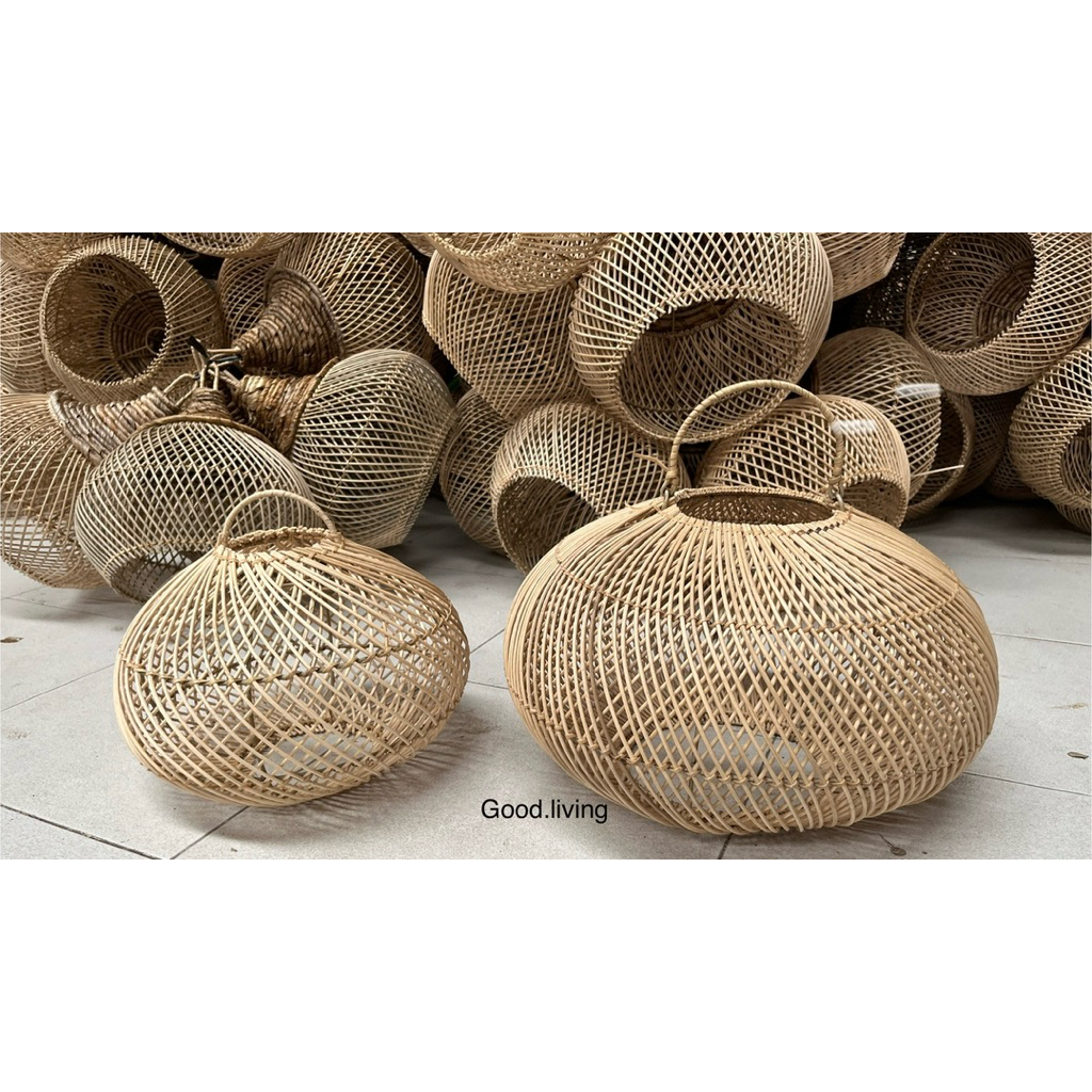 Kap lampu rotan/kap lampu round/lampion rotan