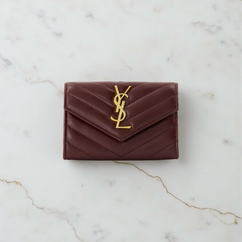 SAINT LAURENT YSL Cassandre Matelasse Small Envelope Wallet in Smooth Lambskin Leather