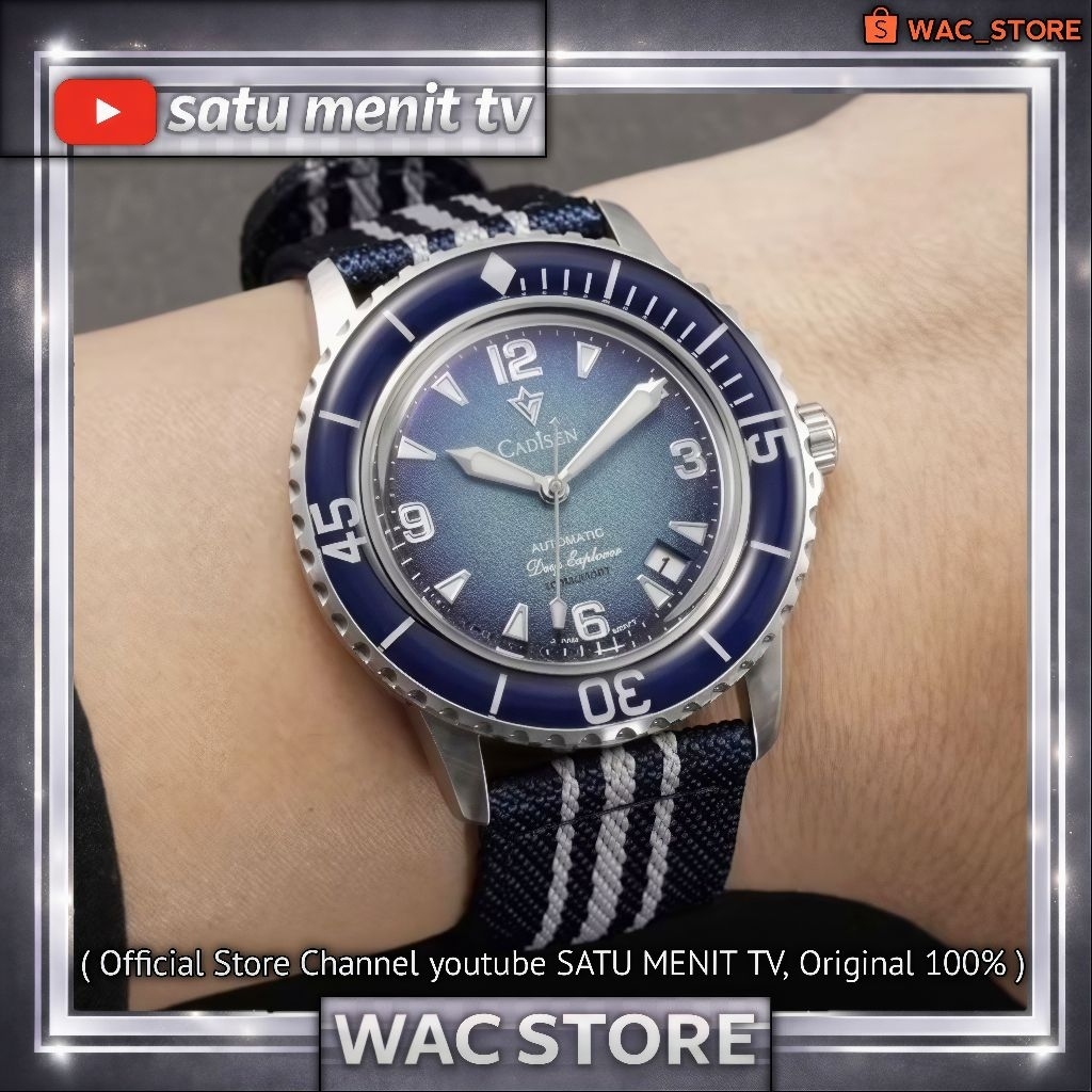 NEW CADISEN FIFTY FNTHOM AUTOMATIC SEIKO NH35 A JAPAN MOV STEEL SOLID 316 L CANVAS STRAP