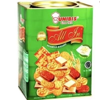 Unibis All In Assorted Biskuit Aneka Rasa Kaleng Segi 600gr