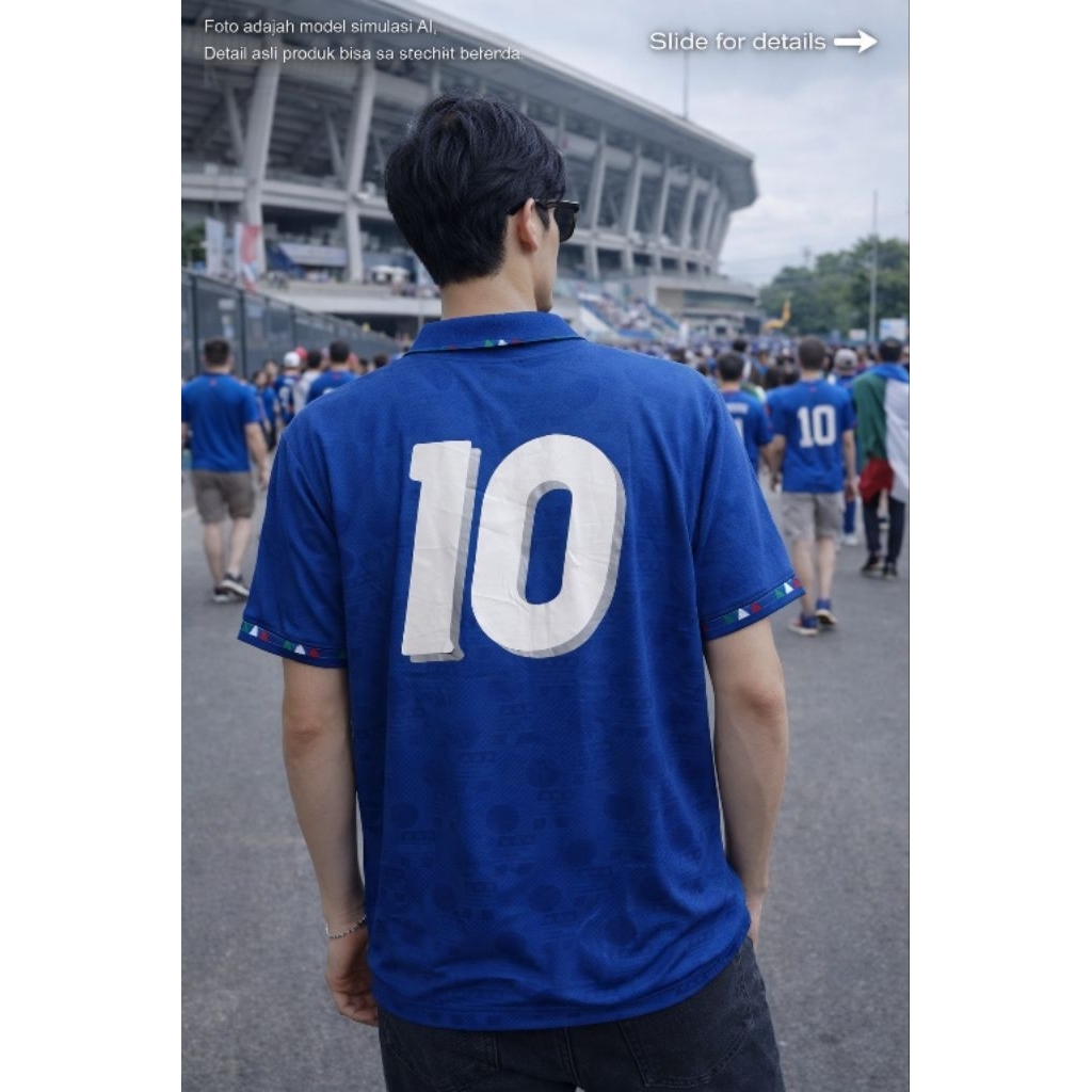 (Vtg) Poloshirt Jersey Italia World Cup 1994 DIADORA 0R1 size XL (P79 x L59)