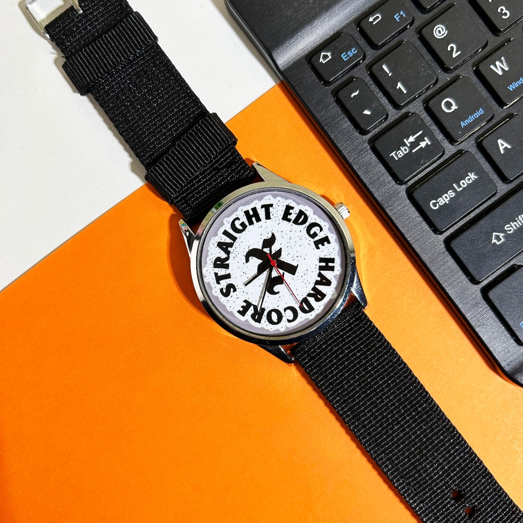 Jam Tangan Distro Straight Edge Hardcore Swatch Model Strap Velcro