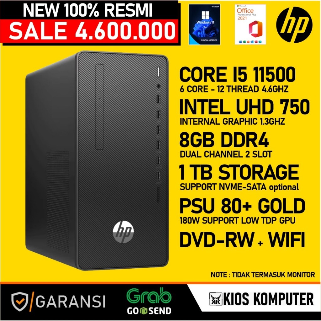 OBRAL PC DEKSTOP MURAH MERIAH - HP 280 Pro G8 Microtower PC BUILT UP CORE I5 11500 8GB DDR4 256GBSSD